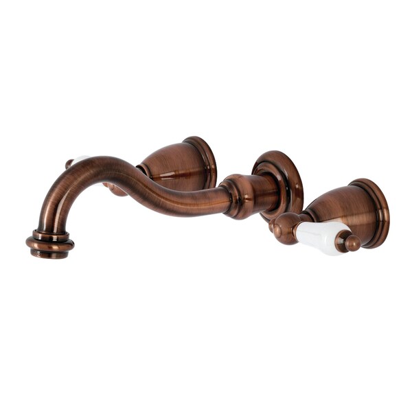 KS312PLAC Vintage 2-Handle Wall Mount Bathroom Faucet, Antique Copper
